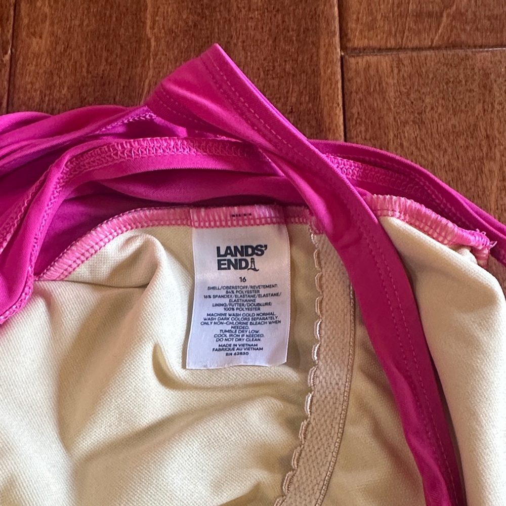 Lands' End Tie-Dye One Piece Swimsuit - Pink, Blue, Orange - Picture 4 of 4